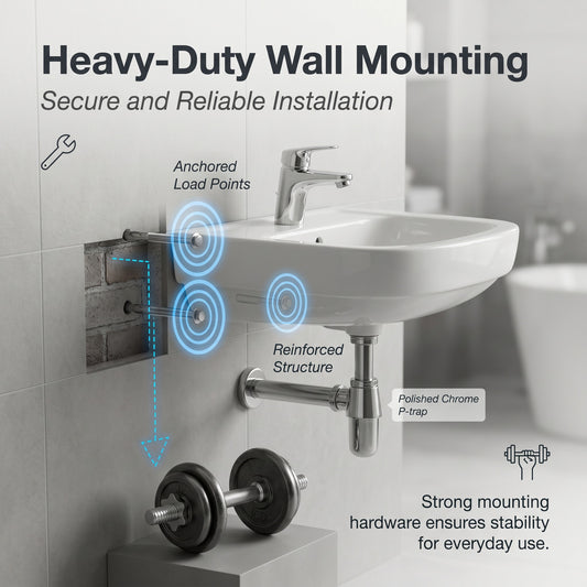 Unari Home Compact Wall-Hung Ceramic Washbasin 50 cm