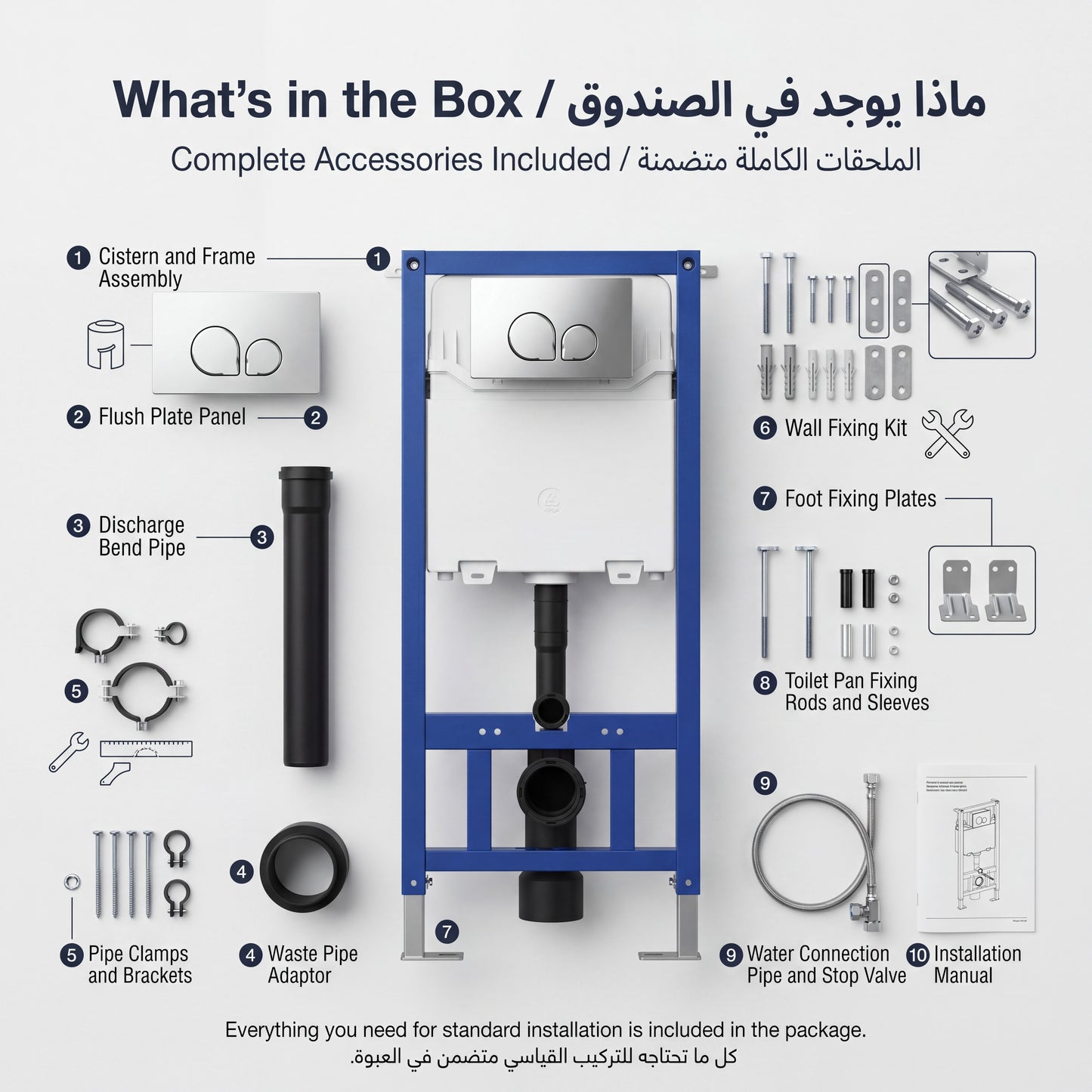 صندوق طرد داخلي Unari Home مع إطار فولاذي للمراحيض المعلقة على الحائط
