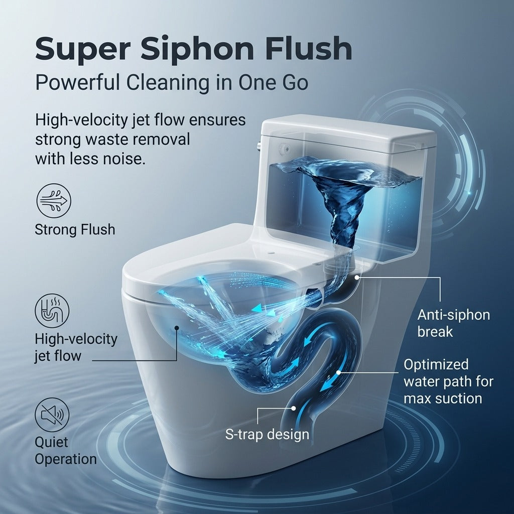Unari Home One Piece Siphonic Toilet with Soft Close Seat