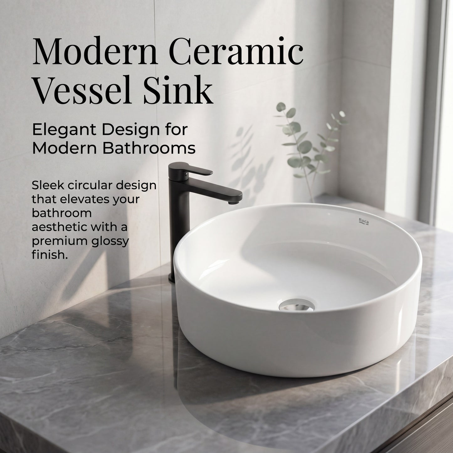 Unari Home Cylindrical Ceramic Vessel Basin 40 cm