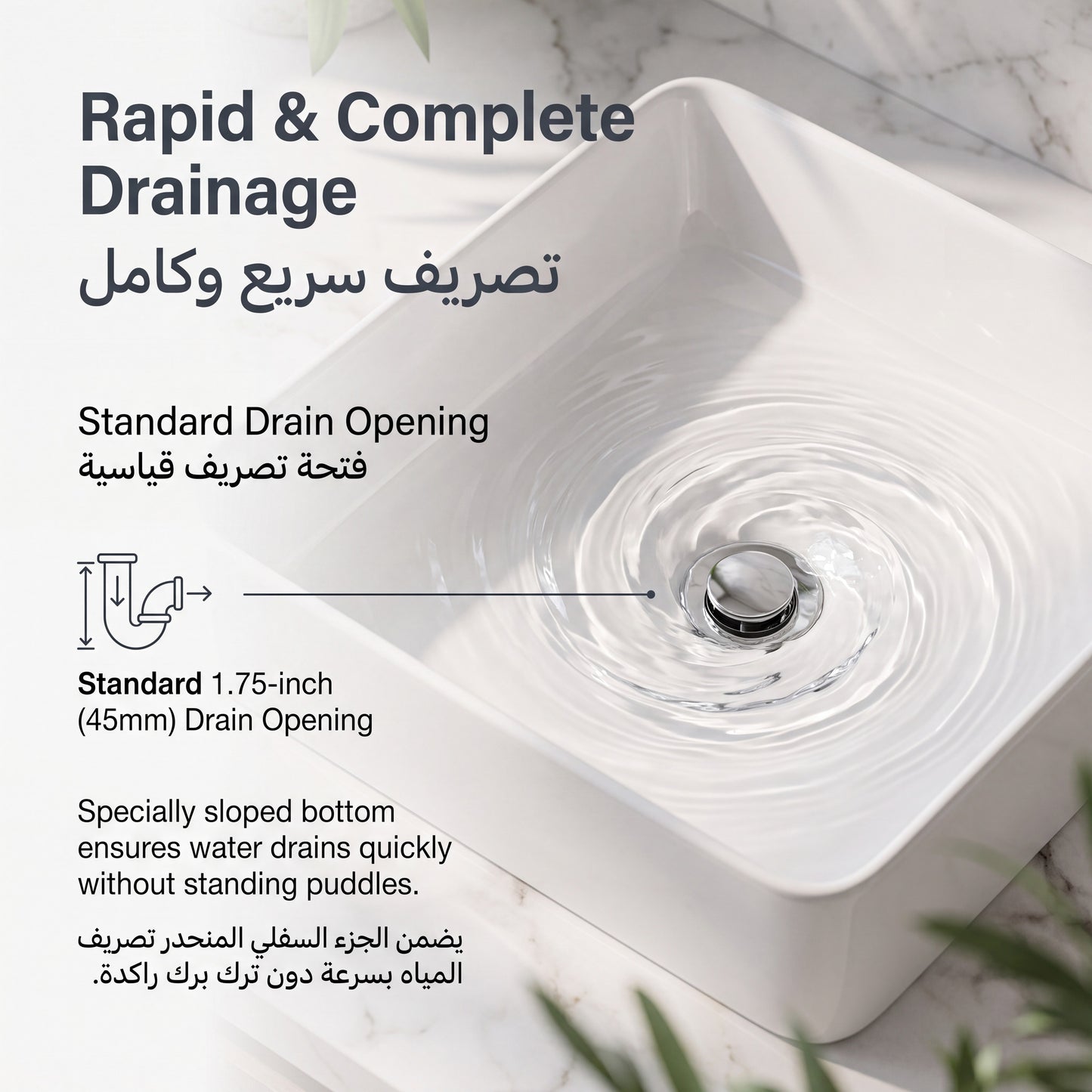 Unari Home Square Ceramic Vessel Basin 40 cm, Gloss White
