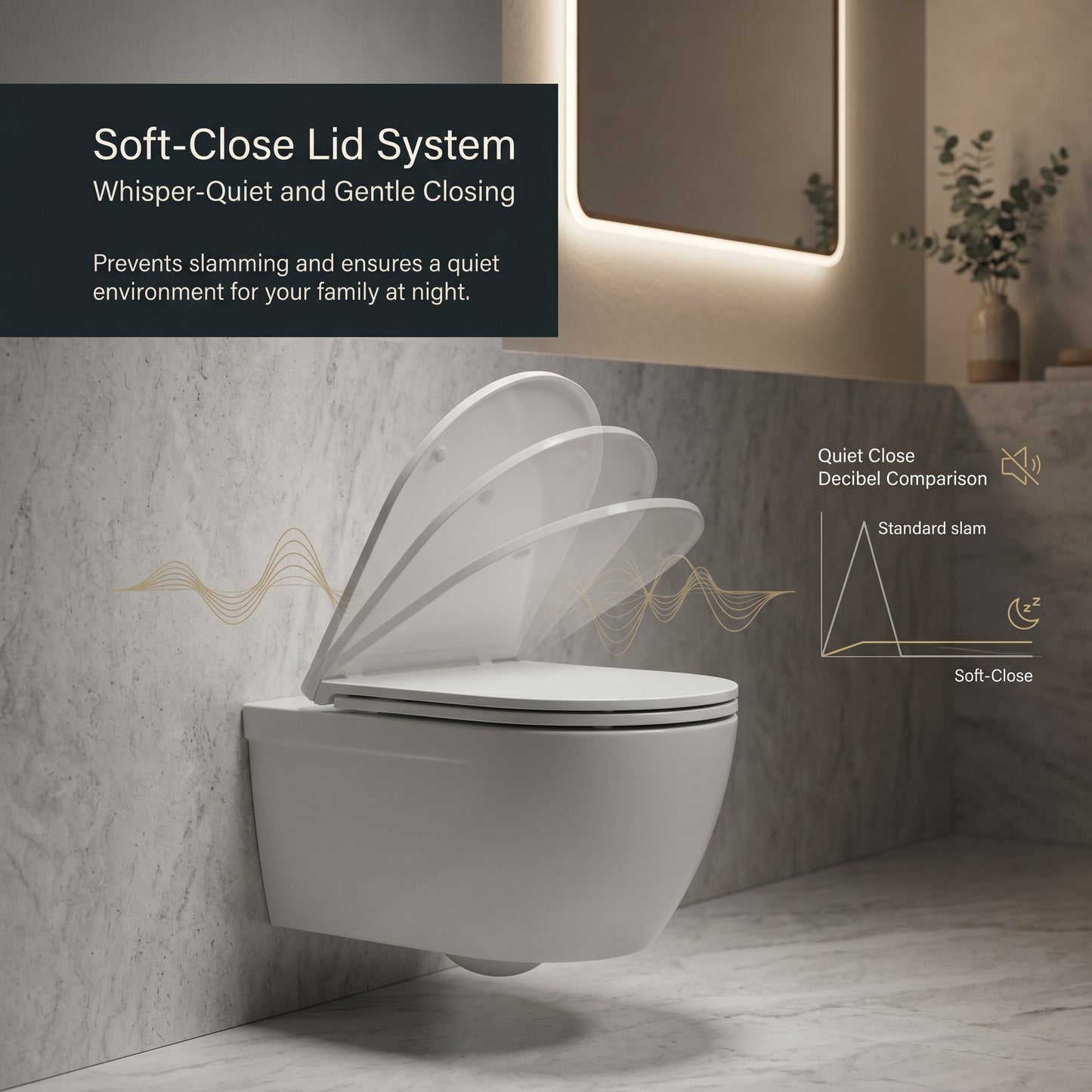 Unari Home Round Rimless Wall Hung Toilet with Soft Close Seat