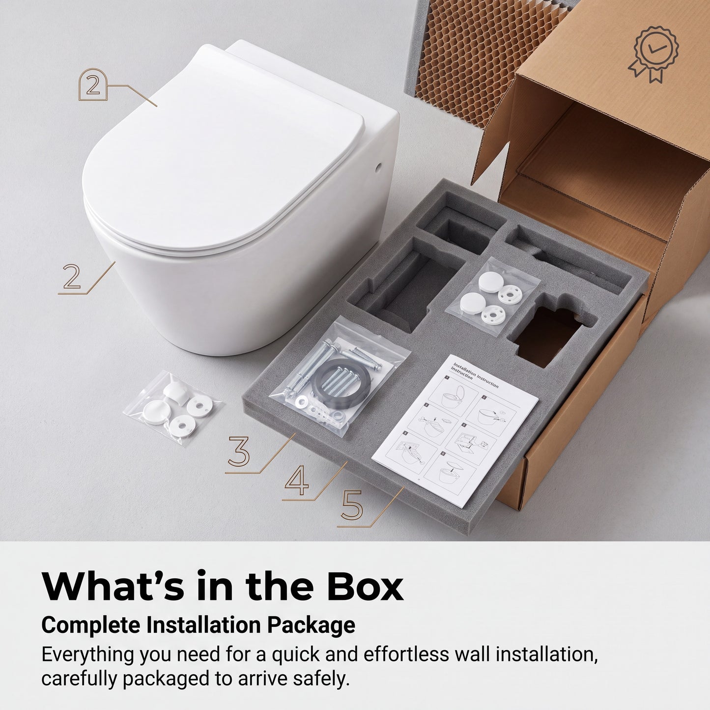 مرحاض Unari Home Aqua Vortex معلق على الحائط بدون حواف مع مقعد إغلاق ناعم