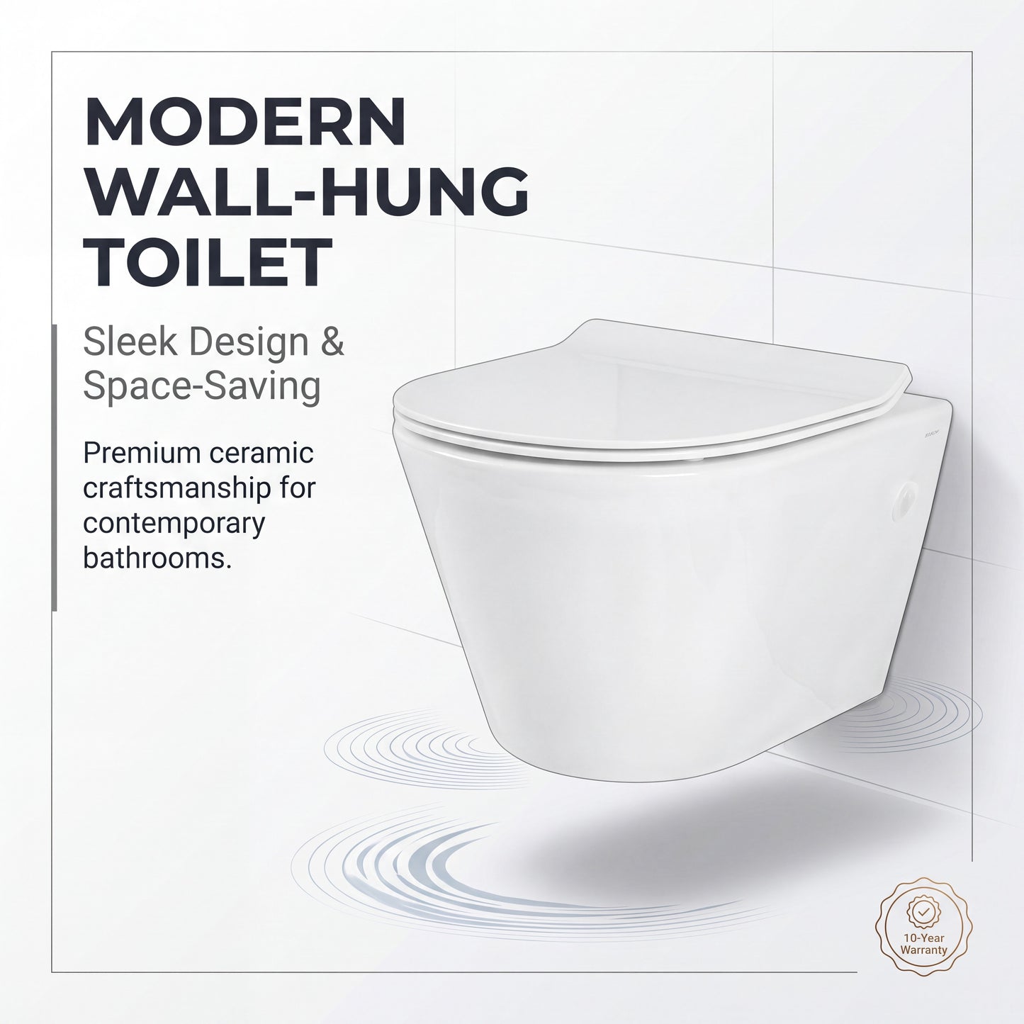 Unari Home Rimless Aqua Vortex Wall Hung Toilet with Soft Close Seat