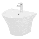 Unari Home Wall-Hung Ceramic Washbasin 55 cm, Embossed Gloss White