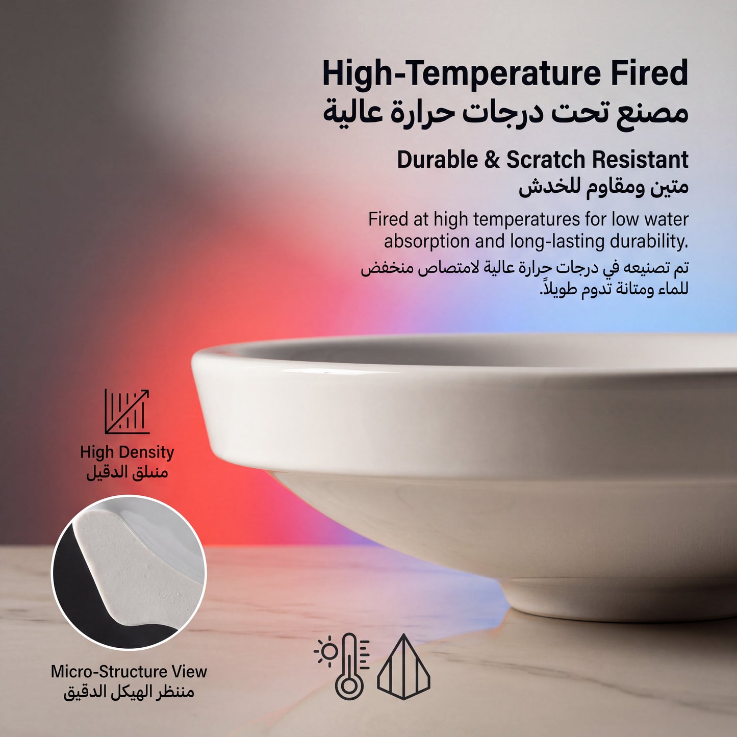 حوض وعاء سيراميك دائري Unari Home مقاس 50 سم