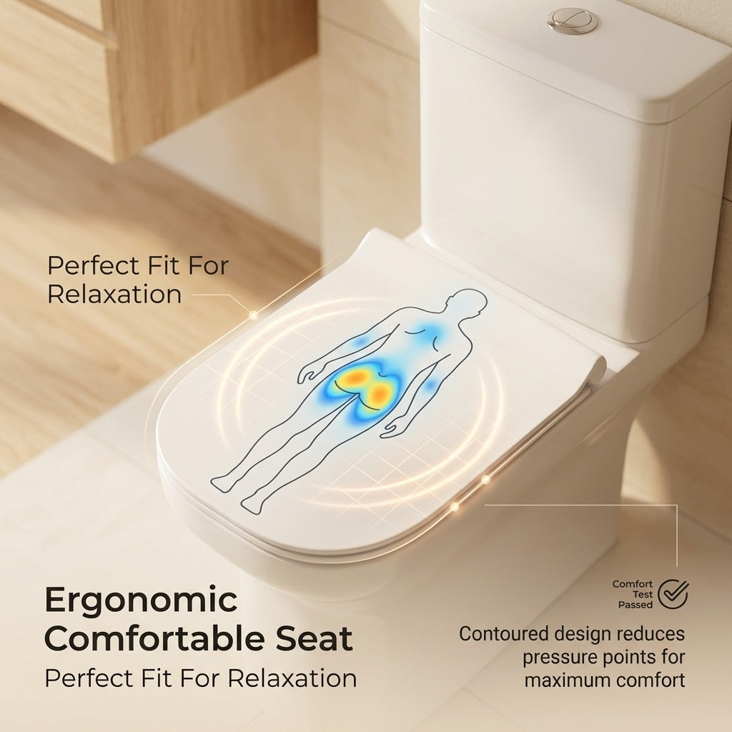 مرحاض قطعة واحدة (Unari Home Square Edge Washdown) مع مقعد إغلاق ناعم