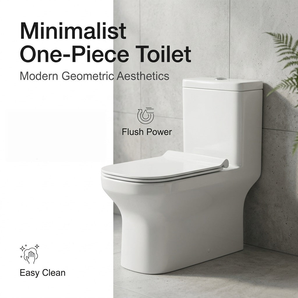 مرحاض قطعة واحدة (Unari Home Square Edge Washdown) مع مقعد إغلاق ناعم