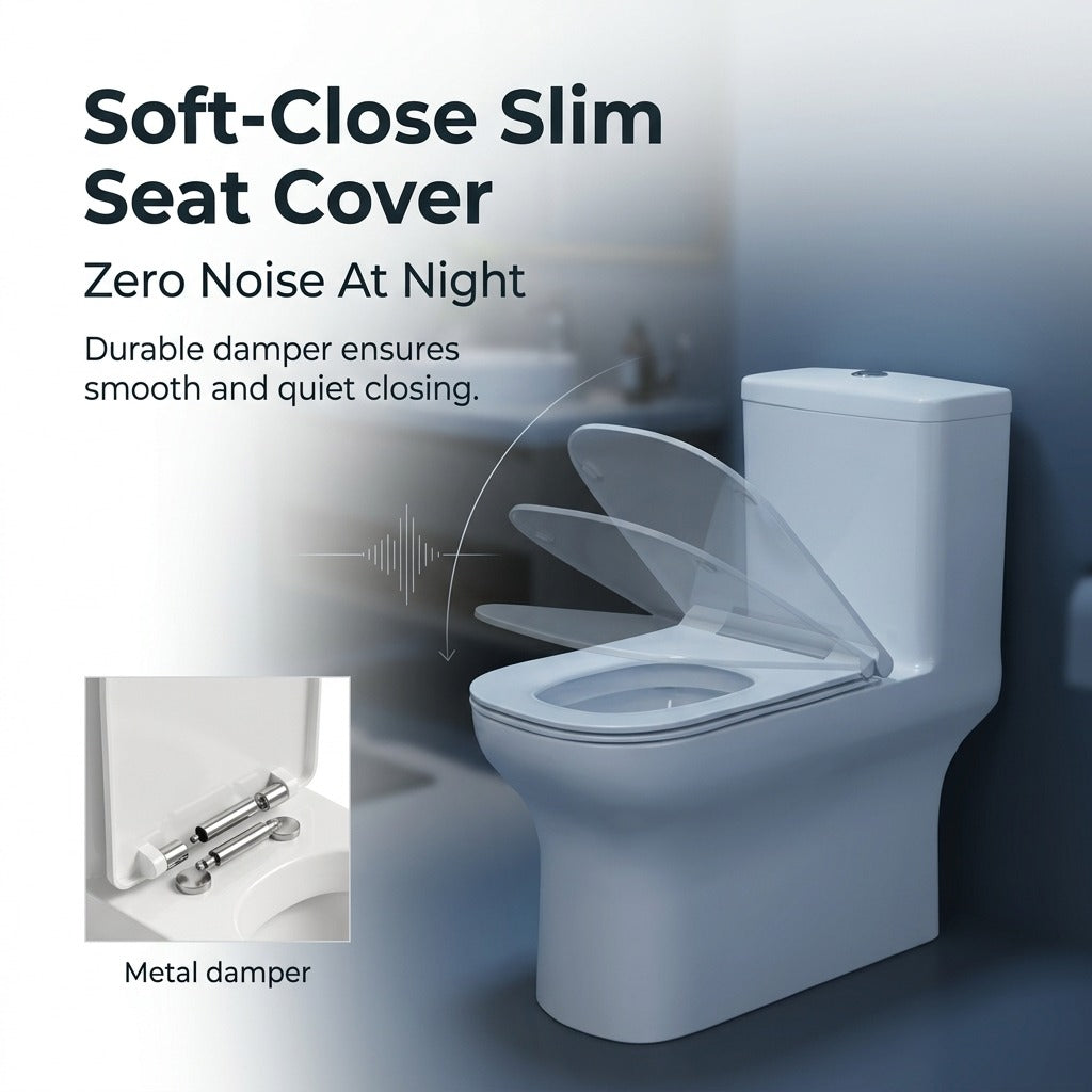 مرحاض قطعة واحدة (Unari Home Square Edge Washdown) مع مقعد إغلاق ناعم