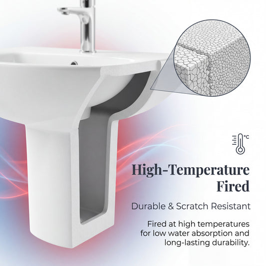 Unari Home Half Pedestal Ceramic Washbasin 60 cm