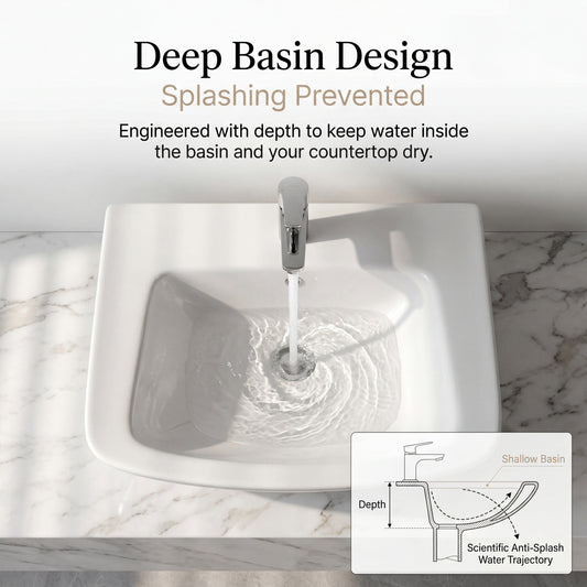 Unari Home Half Pedestal Ceramic Washbasin 60 cm
